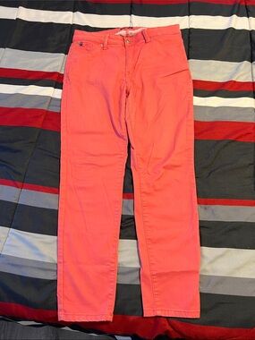 Bright Coral Straight-Leg Pants